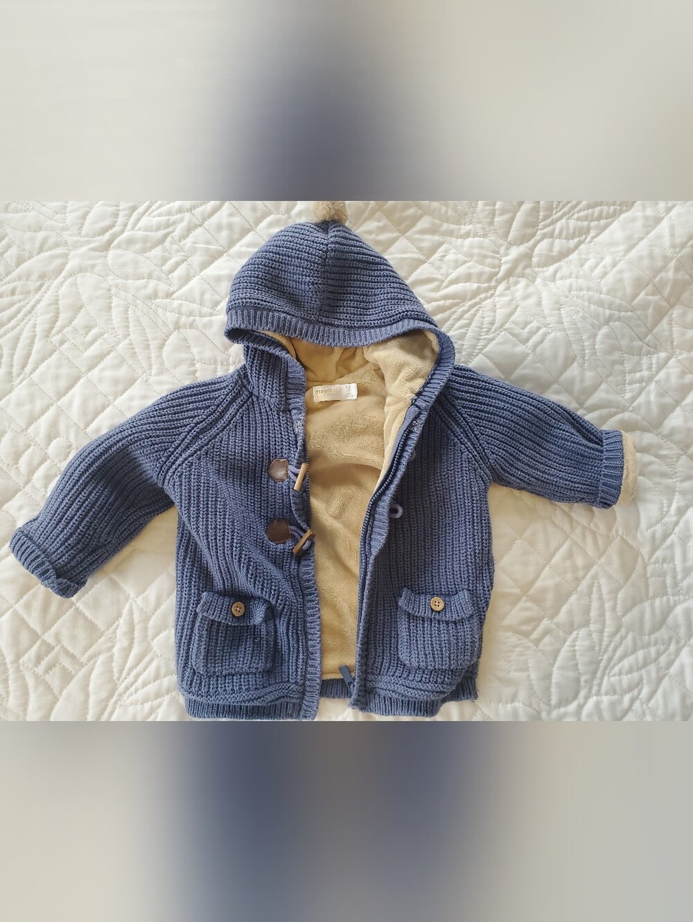 Mayoral Blue Knit Hooded Jacket 6-9 Months